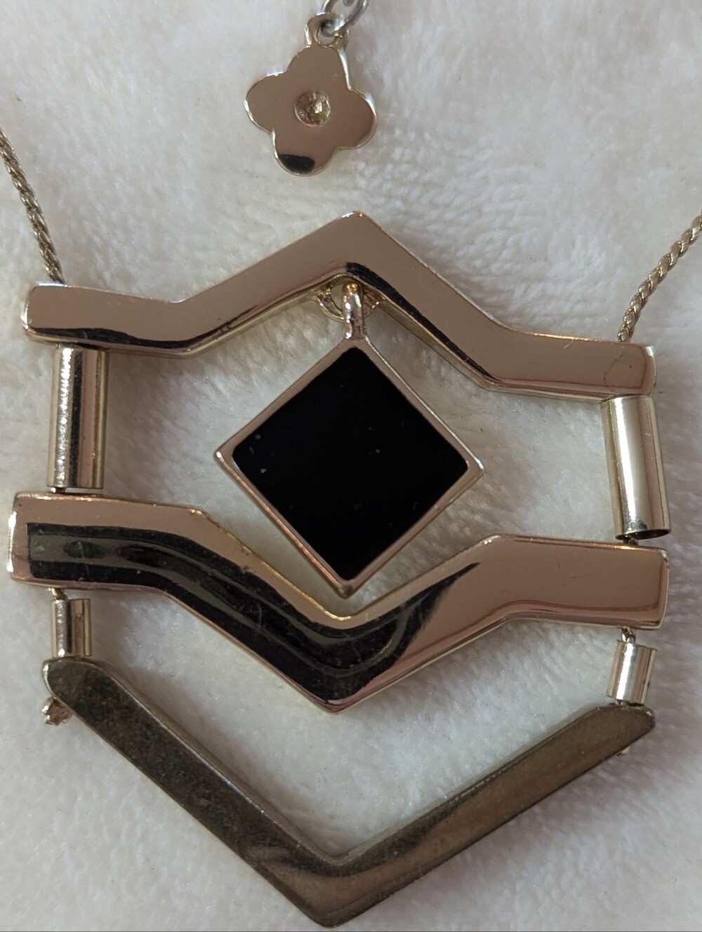 Brighton Rhythms Reversible Chevron Pendant Necklace - Black Enamel & Swarovski - Picture 4 of 5